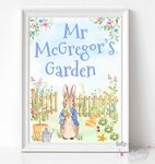 Peter Rabbit Nursery Print - Party or Christening Wall Art - Mr Mcgregor's Garden