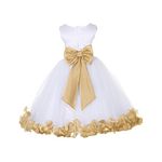 ekidsbridal White Tulle Rose Petals Flower Girl Dress Tulle Dress Christening Dress 302T 12