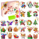 Advent Calendar 2024 for Kids-24Pcs DIY Diamond Painting Keychain Double-Side Kits Christmas Countdown Calendar-Decorative Hanging Ornament Present for Girls Kids Adults