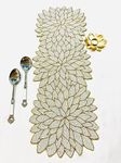 Mfu-Made for You Beautiful Pearl Cream Gold Beaded Table Runner Craftsmanship |Pack of 1 Measure 13 * 36 Inches| Thanksgiving - Occasional Decoration Multi Flowers Colourful Festival Table Runner