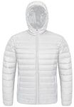 MAGCOMSEN Mens Winter Jacket White Lightweight Down Jackets with Hood Casual Warm Puffer Outwear