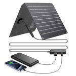 Ecosonique 10/20/30W Portable Solar Panel Charger, Dual Ports(USB A/USB C) with Detachable Power Hub, ETFE IP67 Waterproof Ultra-light Mobile Phone Solar Chargers for iPhone Samsung Power Bank