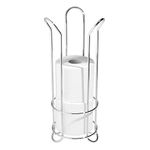 iDesign Classico Metal Toilet Tissue Roll Reserve Organizer for Bathroom, Compact Organizer, Holds 3 Rolls of Toilet Paper, Silver