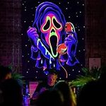 Miytal Blacklight Trippy Tapestry, UV Reactive Horror Wall Hanging Tapestries, Glow in The Dark Party Backdrop Tapestry for Bedroom, Living Room - 51" x 59"