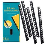 1InTheOffice Binding Combs, Comb Binding Spines, Plastic Binding Combs, 3/8 Inch, 55 Sheet Capacity, Black, 25 Pack