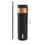 Contigo SnapSeal Insulated Stainless Steel Water Bottle with Straw and Carrying Strap, 24 oz (710 ml), Licorice Bronze