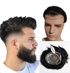 Euphoria® 10x8 Natural Front Hairline Lace MIRAGE Skin Base PREMIUM Hair System for Men, 100% Remy Silky and Soft Human Hair Patch, Indian Dark Brown Hair