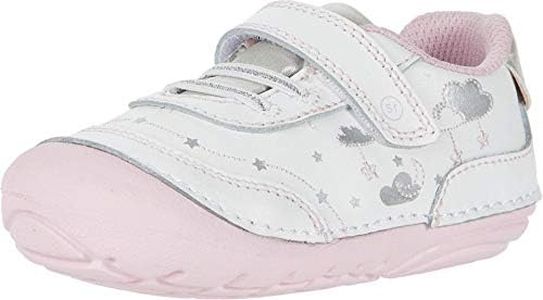 Stride Rite Baby-Girl's Soft Motion Adalyn First Walker Shoe, White/Silver, 6 X-Wide Toddler