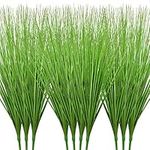 10 Pack Artificial Plants 27 Inch Tall Onion Grass Greenery Fake Grass Faux Greenery Stems Green Artificial Shrubs for Outdoors Plastic Small Bushes for Office Room Gardening Indoor Decor (Grass)