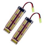 melasta Airsoft Battery 8.4V 1600mAh NiMH Battery Pack with Mini Tamiya Connector for Airsoft MP5, Scar, M249, M240B, M60, M14, RPK, PKM, 2 Pack