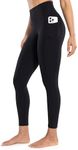 ENERBLOOM Workout Leggings with Pockets for Women High Waist Yoga Pants 7/8 Cream Soft Lightweight Athletic Gym Tights 25" Black X-Large