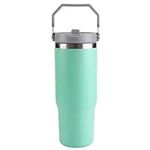 Belle Vous Stainless Steel Tumbler with Straw Lid and Handle - 880ml/30oz Double-Walled Insulated Thermal Mug - Travel Coffee Cup for Hot and Cold Drinks - Portable Vacuum Water Bottle - Light Blue