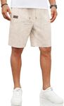 COOFANDY Mens Linen Shorts Elasticated Waist Casual Summer Shorts for Men with Pockets