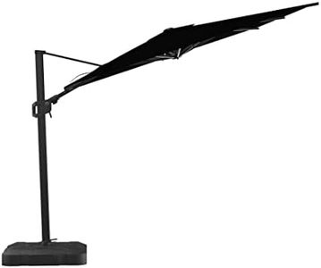 Midtown Umbrellas 9x9 Ft Outdoor Cantilever Patio Umbrella w/Sunbrella Bay Brown - Tilt 360° Rotate Offset Patio Umbrella, Deck Patio Umbrella, Backyard Umbrella & Garden Umbrella - Black Frame