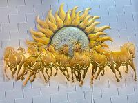 M.S. ART Metal 7 Running Horses with Sun and LED Wall Art for Home/Bedroom/Dinning Hall/Living Room/Office/Cafe/Hotel -(Size 53x5x36Cm, Color Multi)