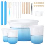 Amentalove Silicone Measuring Cups for Resin, 600ml 250ml 100ml Resin Mixing Cups, Silicone Measures Jugs with Silicone Stir Sticks Pipette Gloves Brush Tweezer for Epoxy Resin Mixing Molds