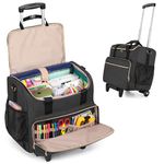 Luxja Rolling Craft Bag with Pockets for 12 x 12 inch Scrapbook Album and Laptop, Rolling Scrapbook Tote with Detachable Dolly (Patent Pending), Black