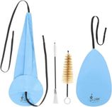 4 in 1 Saxophone Cleaning Cloth, Alto Sax Cleaning Kit with Saxophone Cleaning Cloth, Sax Neck Cleaning Swab, Mouthpiece Brush, Dusting Brush for Flute and Woodwind Instruments (Blue)