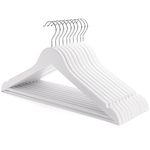 HANGERWORLD 10 Wooden 45cm Coat Clothes Garment Hangers with Non Slip Trouser Bar (White)