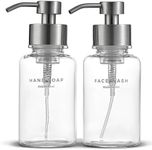 MaisoNovo Glass Foaming Soap Dispenser 14 Oz | Clear Glass Silver Pumps x 2