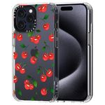 MOSNOVO for iPhone 15 Pro Max Case - Clear Slim Shockproof TPU+PC, [ 6.6 ft Drop Protection/Anti Peel Off ] - Cute Cherry