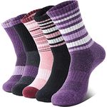 Anlisim Merino Wool Socks for Women Hiking Thermal Warm Winter Boot Work Crew Cushion Ladies Socks 5 Pairs Gift Stocking Stuffers(Black Purple Pink,M)