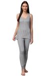 Wearslim® Women’s Cotton Thermal Underwear Set, Thermal Sleeveless Camisole and Pant Set, Round Neck Tank Tops & Bottom Soft Warmer - Grey (2XL)