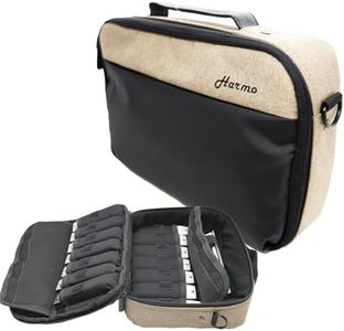 Harmo Pro Harmonica Carry Case - Harmonica Storage & Carrying Case With Shoulder Strap, Zippered Display Case for 14 Harmonicas including Seydel, Suzuki, Built-in Mic & Cable Pockets - Made in the USA