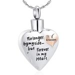 constantlife Cremation Jewelry for Ashes - No Longer by My Side But Forever in My Heart Heart Shape Pendant Memorial Urn Necklace Keepsake Gift for Women (Grandpa)