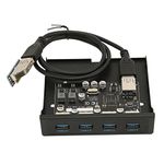 Front Panel PCIE to USB 3.0 Hub with 4 Port, 3.5 Inch PC Front Panel Internal Card Reader PCIE USB Adapter with 4 X USB3.0 Output Port for Computer Case Front Bay