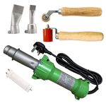 Seababyhouse 1600W Plastic Welder Hot Air Gun Torch Welding Heat Gun Handhold Rod with LED Light and 2 Flat Welding Nozzles, w/ 40mm Silicone Seam Roller and Brass Seam Roller