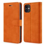 TOHULLE Case for iPhone 11, Premium PU Leather Wallet Case with Card Holder Kickstand Magnetic Closure Shockproof Flip Folio Case Cover for iPhone 11 (6.1 Inch) - Orange