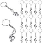 24 Pcs Musical Note Key Chain Metal Keychain Small Music Teacher Pendant Sign Back to School Gift for First Day of School Christmas Gifts Women, Silver, 5.6 x 2 cm/ 2.2 x 0.79 inches