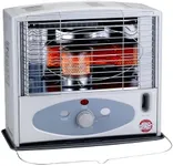 Kero World 10,000 BTU Kerosene Wick Heater with Glass Burner System, Sure-Seat Chimney System, and Removable 1.1 Gallon Fuel Tank, Gray