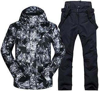 Men Ski Jacket Ski Pants Winter Warm Windproof Waterproof Outdoor Sports Snowboarding Ski Coat Trousers Ski Suit, heiyanhua+BK 2XL