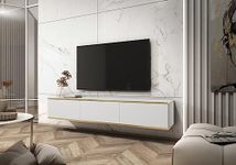 Arthauss Beige Floating TV Cabinet with Storage 175cm - Stylish Floating Entertainment Centre, Wall Mounted Media Console, Floating TV Shelf - Modern Floating TV Stand for Contemporary Homes