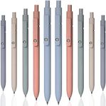 Chinco 10 Pieces Gel Ink Pens Quick Dry Ink Pens Retractable Ink Pens Bulk Rolling Ball Gel Ink Pens Fine Point Smooth Writing Pens 0.5 mm for Office Home, Black Refill(Morandi Colors)