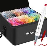 SFAIH Alcohol Markers Brush & Chisel Tip 321 Set - Dual Tip Professional Artist Markers for Adult Coloring Books, Illustration, Manga, Animation, Architecture Sketching - Refillable Ink
