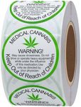 Hybsk 1.5 Inch Generic Medical Cannabis Warning Labels Keep Out of Reach of Children Round Stickers (500pcs), White