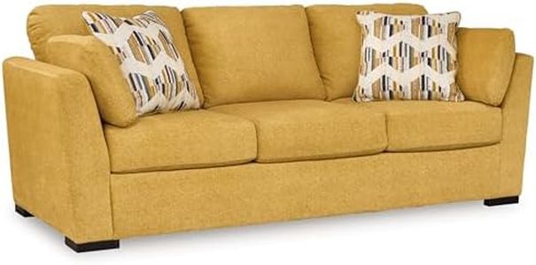 Signature Design By Ashley Keerwick Scandinavian Sofa With 4 Toss Pillows, Yellow