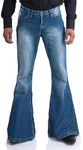 Men's Vintage Bell Bottom Jeans 60s 70s Outfits for Men, Mens Disco Pants Flared Trousers Jeans Men Bule Flair