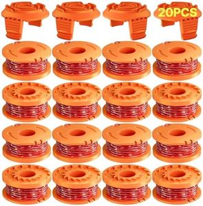 20 Pack WA0010 Trimmer String Compatible with Worx Weed Eater, 0.065" Autofeed Replacement Spool Trimmer Line for Worx Weed Eater (16 Line Spools + 4 Cap)