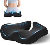 BRO Extra Large Coccyx Cushion, Ergonomic Seat Cushions for Tailbone Pain Relief, Memory Foam Chair Sciatica Cushion for Office Chair, Home, Car, Non-Slip Pressure Relief Pad, Black