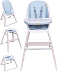 Koo-Di Tiny Taster 3-in-1 Highchair, Toddler Chair & Big Kid Stool | A High Chair That Will Last from Weaning to 8 Years | Safe & Comfortable High Chairs for Babies and Toddlers | Spring Water