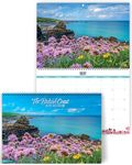 British Coast Calendar 2025, with beautiful scenery from the British Isles. 2025 wall calendar UK, month to view with spiral binding, by Just Cards Direct