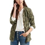 Lucky Brand Women's Long Sleeve Button Up Camo Printed Utility Jacket, Green Multi, X-Large