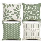 Homefeelzydys Cushion Covers,Cushion Covers 40 x 40 set of 4 Light Green Square Throw Pillow Case cushion covers 16x16 4Pack For Outdoor Patio Garden Blench Living Room Sofa Farmhouse Decor