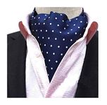 Secdtie Men's Blue Striped Polka Dot Silk Cravat Woven Ascot Jacquard Ties 017