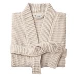 Allure Bath Fashions Unisex Bathrobe Lightweight Textured Waffle Robe - Soft Hotel Dressing Gown, Kimono (Large/Extra Large, Linen)