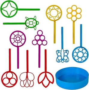 Neliblu Bulk Bubble Wand Set of 11 - Bubbles for Kids - Bubbles Wand Assortment - Party Favor Set of Assorted Shapes and Colors Plus a Convenient Bubble Solution Tray